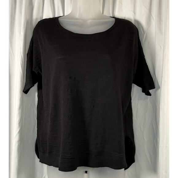 Ann Taylor Loft Cotton Blend Hi-Low Top Black S Casual Breathable 88-09 - Picture 4 of 12